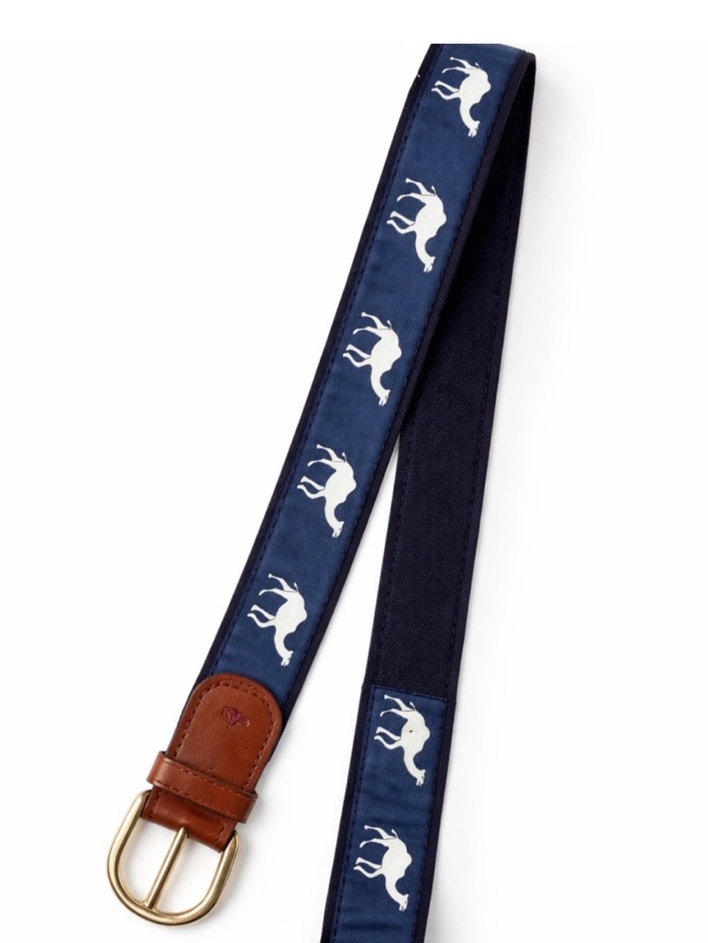 Vineyard Vines Navy Moose Canvas Belt Leather Trim Size 32 Preppy Golf